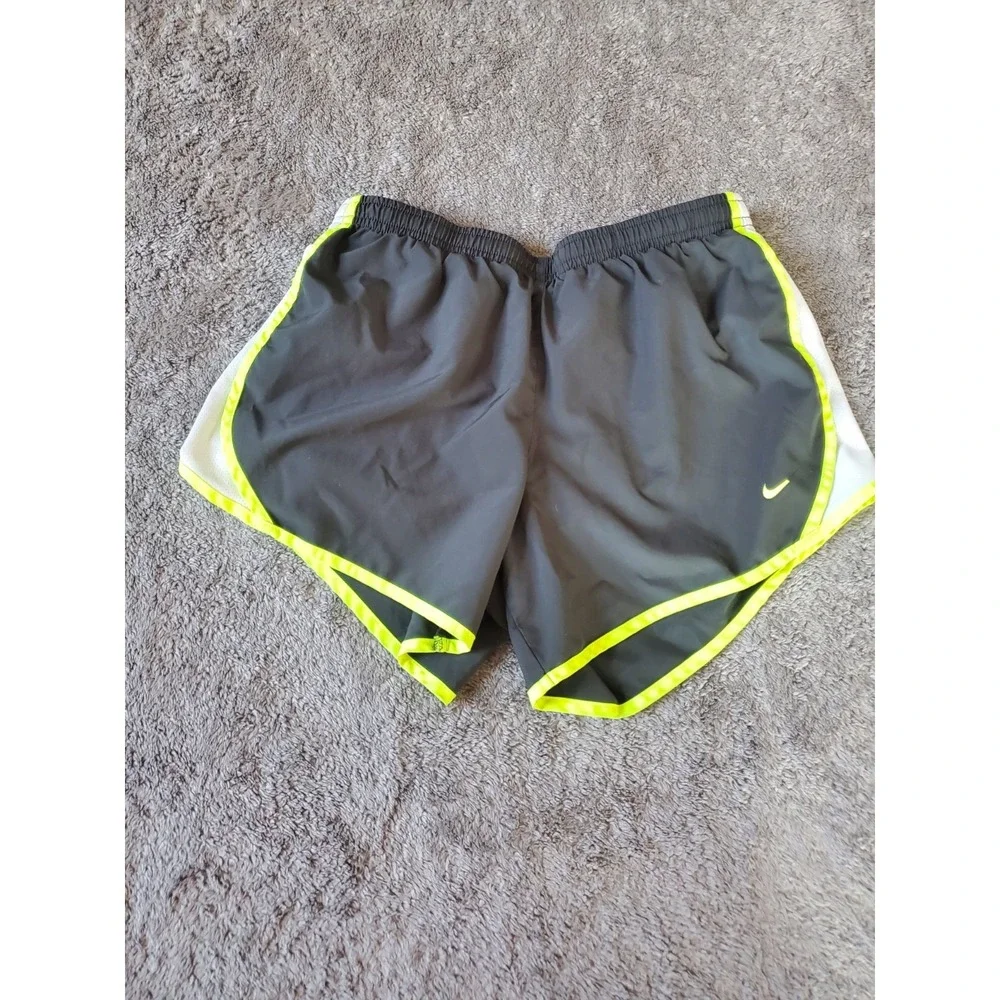Nike Tempo Shorts Running Athletic Fitness Swoosh Gray Yellow Big Girls Sz L